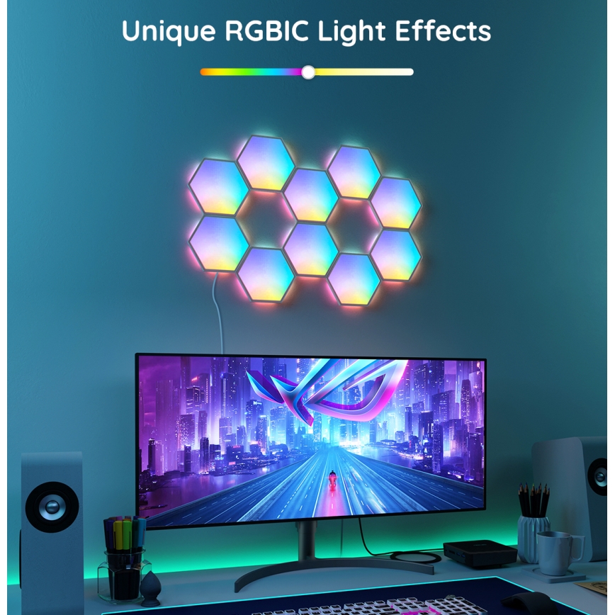 Govee - ZESTAW 10x LED RGB ściemnialny panel LED/36W/230V Wi-Fi