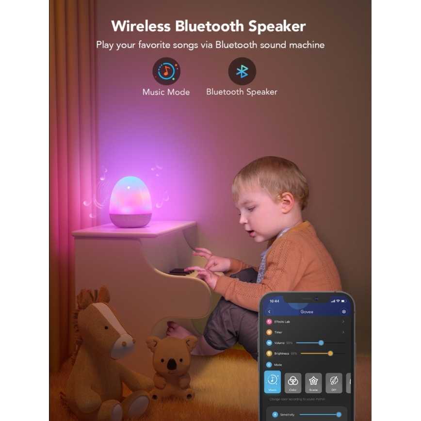 Govee - Inteligentna lampa LED RGBIC na noc z głośnikiem Wi-Fi