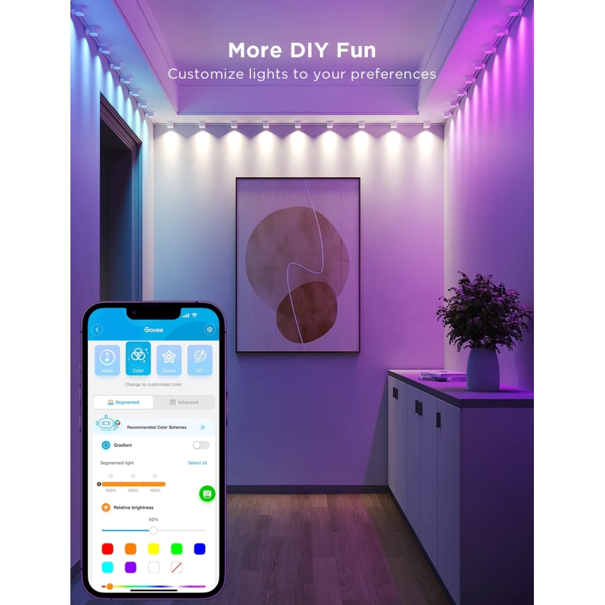 Govee - RGBIC LED Oprawa sznurkowa 5m Wi-Fi