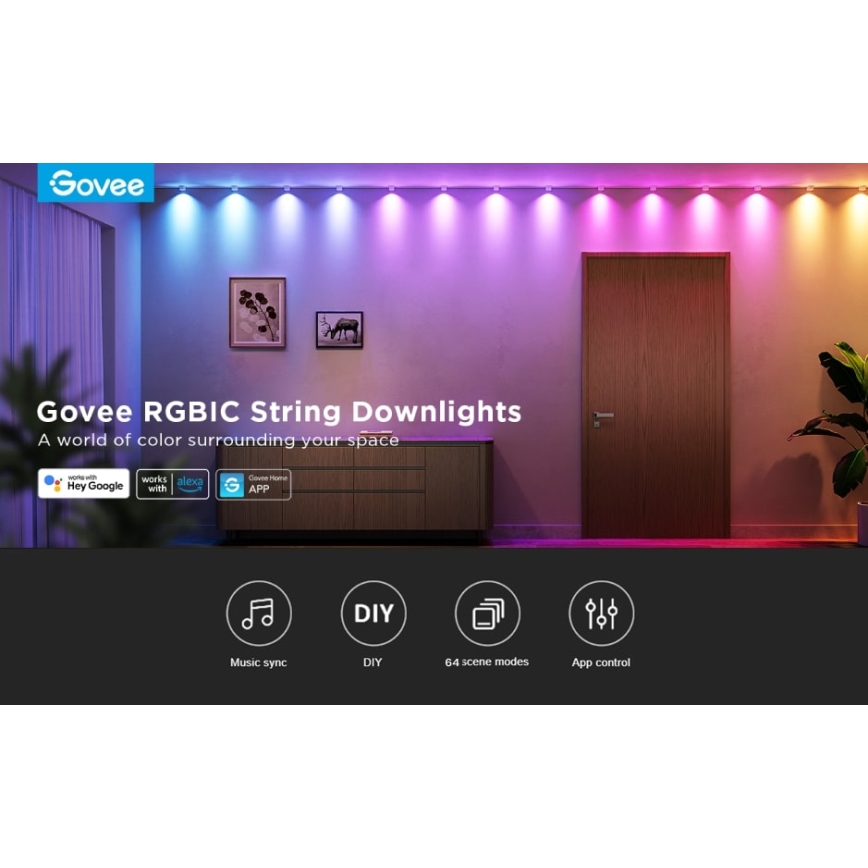 Govee - RGBIC LED Oprawa sznurkowa 5m Wi-Fi
