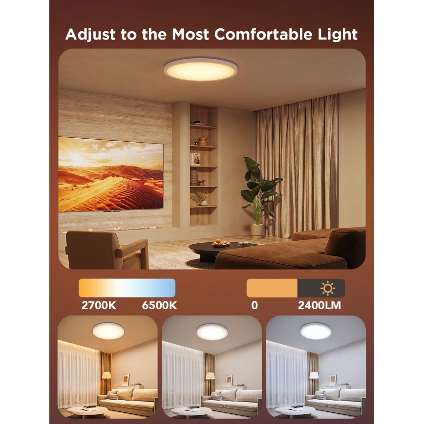 Govee - LED RGBICWW ściemnialna oprawa sufitowa LED/29W/230V śr. 30 cm matowa Wi-Fi