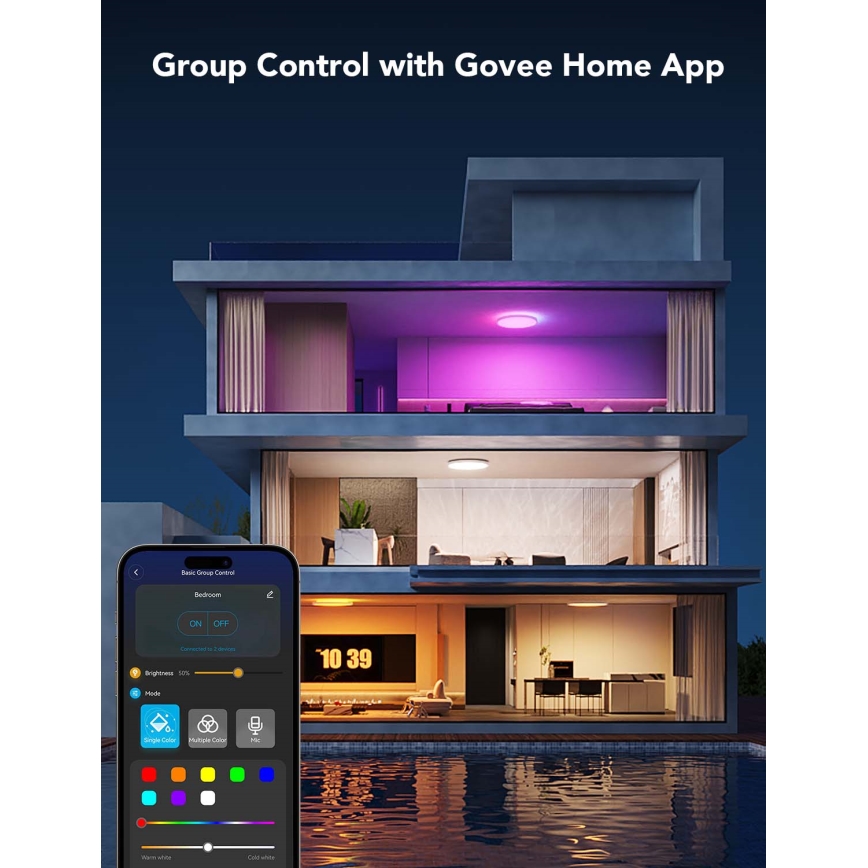 Govee - LED RGBICWW ściemnialna oprawa sufitowa LED/29W/230V śr. 30 cm matowa Wi-Fi