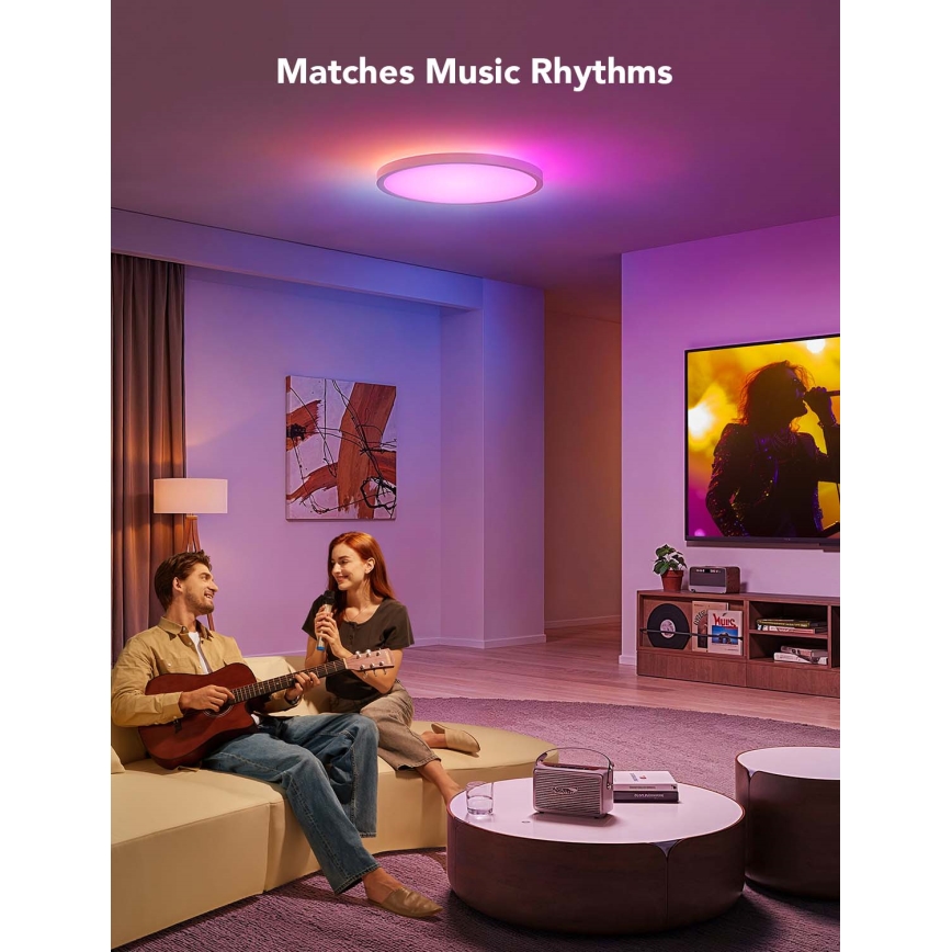 Govee - LED RGBICWW ściemnialna oprawa sufitowa LED/29W/230V śr. 30 cm matowa Wi-Fi