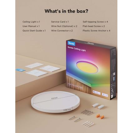 Govee - LED RGBICWW ściemnialna oprawa sufitowa LED/29W/230V śr. 30 cm matowa Wi-Fi