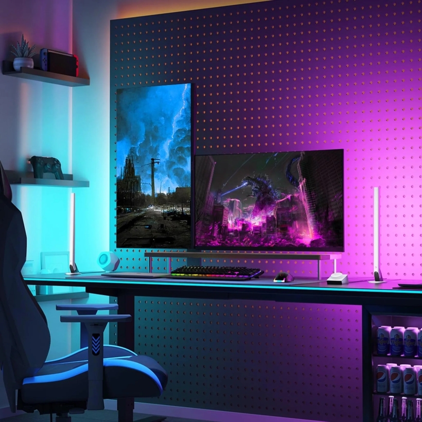 Govee - ZESTAW 2x Smart Gaming Wi-Fi LED RGBIC Panely + Smart Dual biały + pilot zdalnego sterowania