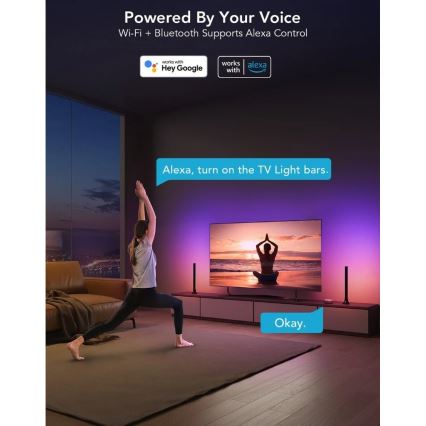 Govee - SMART panel LED RGBIC 38 cm do TV 43-75 - 2 szt. Wi-Fi