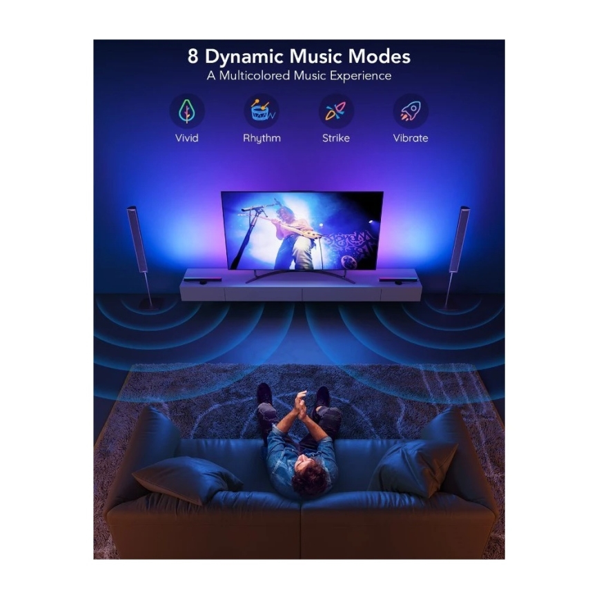 Govee - SMART panel LED RGBIC 38 cm do TV 43-75 - 2 szt. Wi-Fi