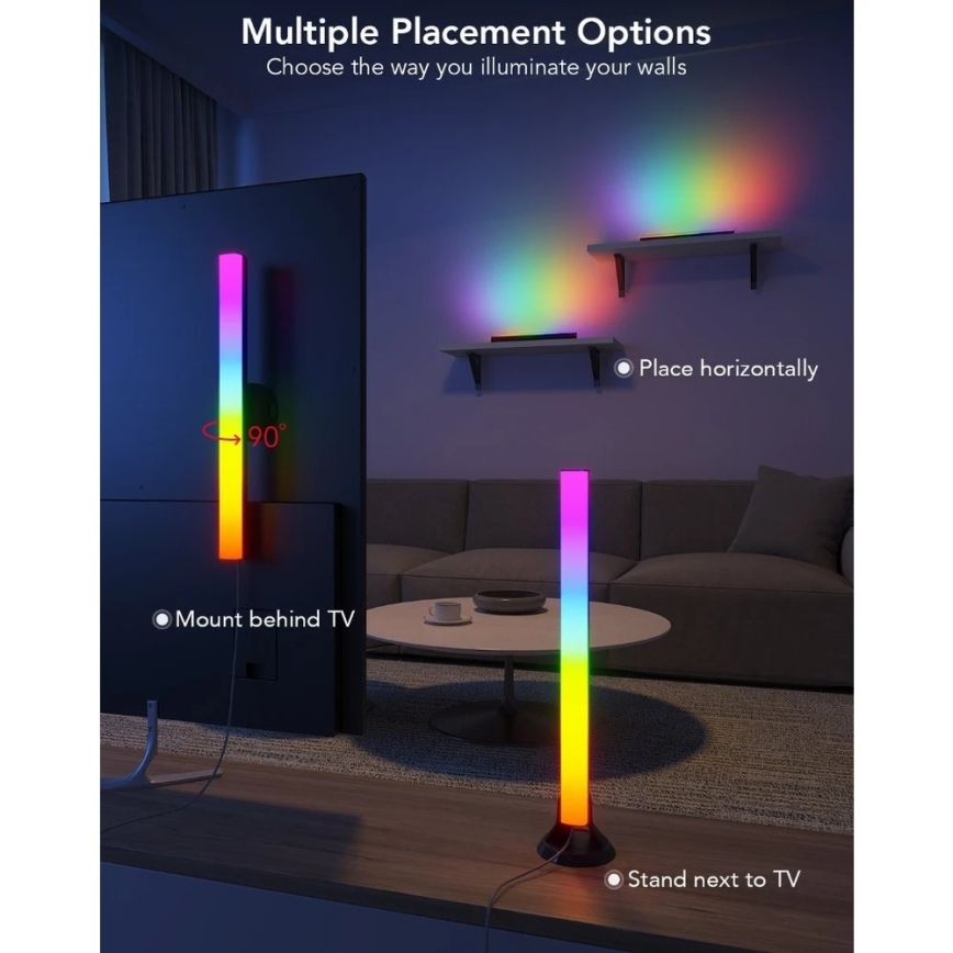 Govee - SMART panel LED RGBIC 38 cm do TV 43-75 - 2 szt. Wi-Fi