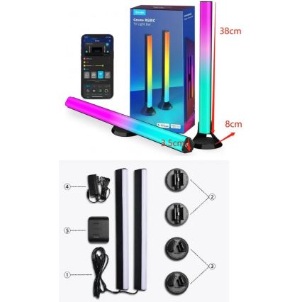 Govee - SMART panel LED RGBIC 38 cm do TV 43-75 - 2 szt. Wi-Fi