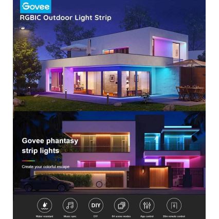 Govee - Taśmy LED Phantasy Outdoor Pro SMART 10m - zewnętrzne RGBIC Wi-Fi IP65