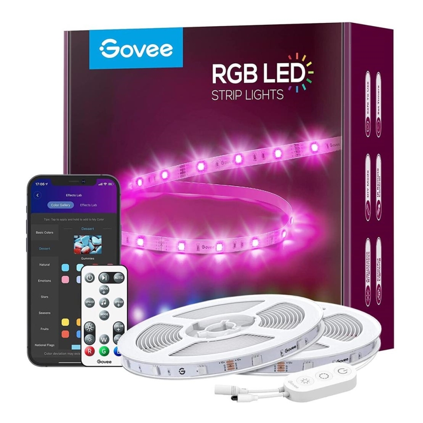 Govee - Wi-Fi RGB Inteligentna taśma LED 15m + pilot zdalnego sterowania