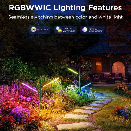 Govee - ZESTAW 2x LED RGBICWW Ściemnialna lampa zewnętrzna LED/18W/230V IP66 2700-6500K Wi-Fi