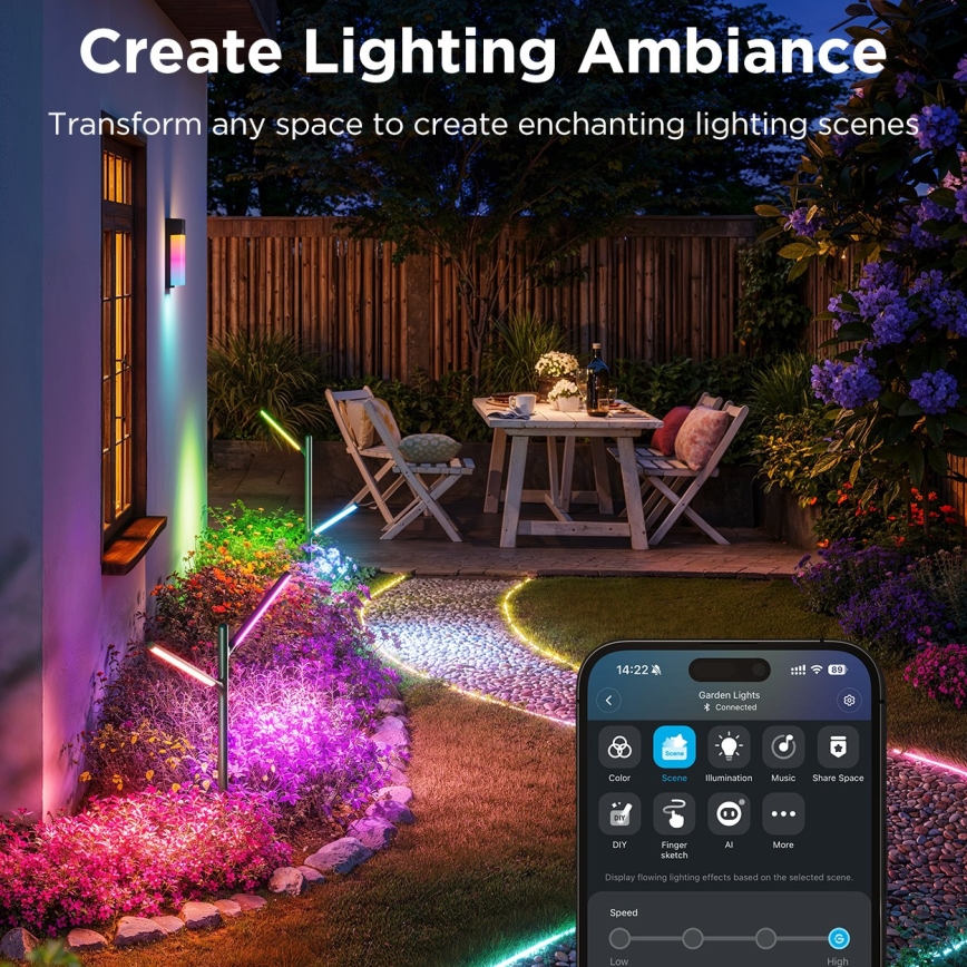 Govee - ZESTAW 2x LED RGBICWW Ściemnialna lampa zewnętrzna LED/18W/230V IP66 2700-6500K Wi-Fi