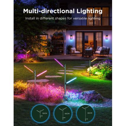 Govee - ZESTAW 2x LED RGBICWW Ściemnialna lampa zewnętrzna LED/18W/230V IP66 2700-6500K Wi-Fi