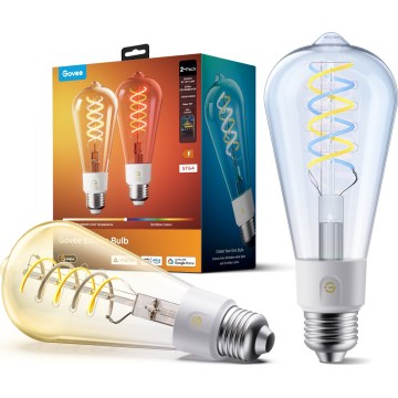 Govee - Zestaw 2x LED RGBWW ściemnialna żarówka Smart MATTER ST64 E27/5W/230V 2700-6500K Wi-Fi