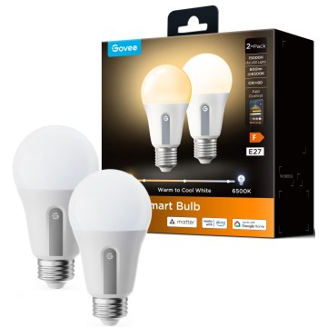 Govee - Zestaw 2x ściemnialna żarówka LED Smart MATTER A60 E27/9W/230V 2700-6500K Wi-Fi