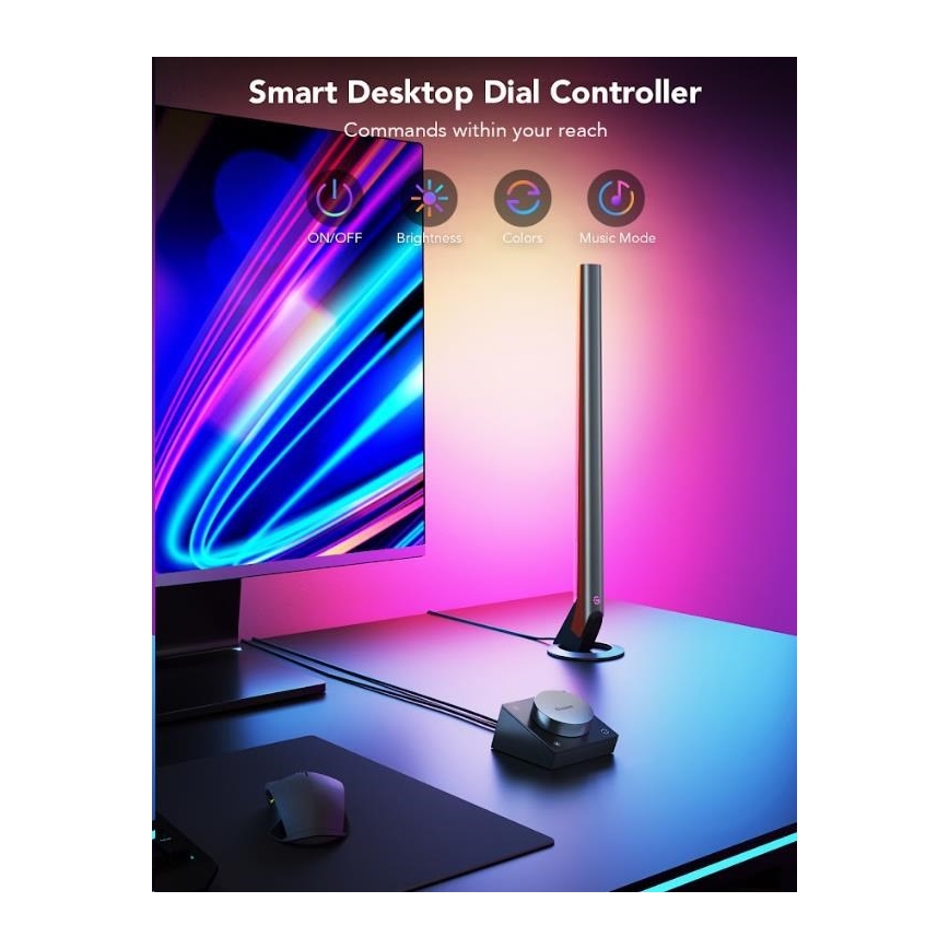 Govee - ZESTAW 2x Smart Gaming Wi-Fi LED RGBIC Panele + Smart Dual czarny + pilot zdalnego sterowania