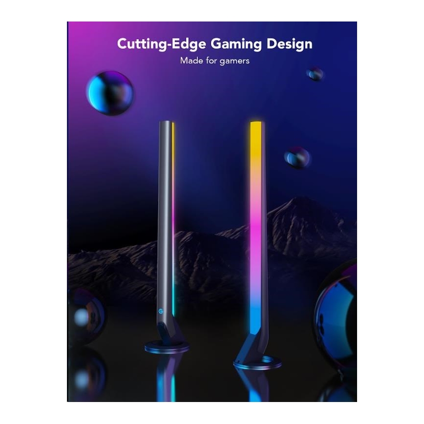 Govee - ZESTAW 2x Smart Gaming Wi-Fi LED RGBIC Panele + Smart Dual czarny + pilot zdalnego sterowania