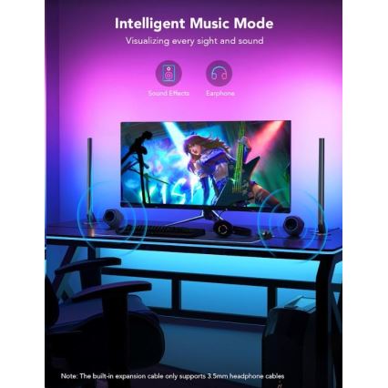 Govee - ZESTAW 2x Smart Gaming Wi-Fi LED RGBIC Panele + Smart Dual czarny + pilot zdalnego sterowania
