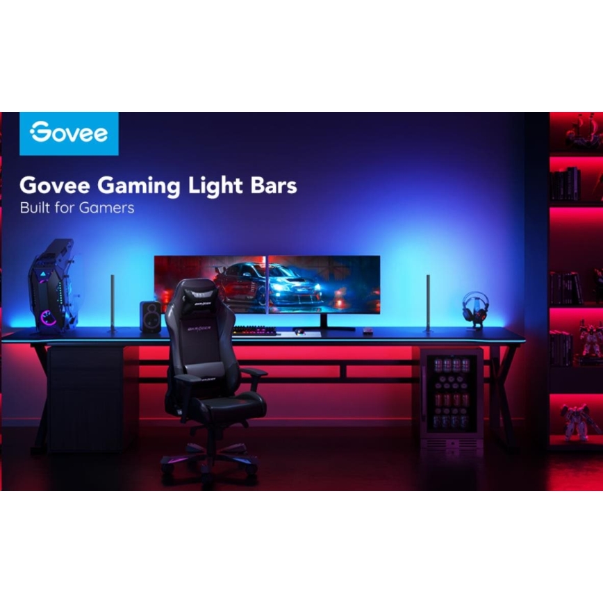 Govee - ZESTAW 2x Smart Gaming Wi-Fi LED RGBIC Panele + Smart Dual czarny + pilot zdalnego sterowania