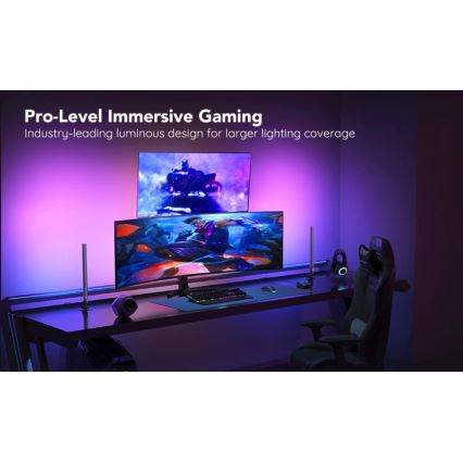 Govee - ZESTAW 2x Smart Gaming Wi-Fi LED RGBIC Panele + Smart Dual czarny + pilot zdalnego sterowania