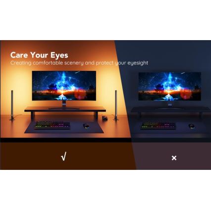 Govee - ZESTAW 2x Smart Gaming Wi-Fi LED RGBIC Panele + Smart Dual czarny + pilot zdalnego sterowania