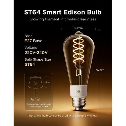 Govee - Zestaw 2x LED RGBWW ściemnialna żarówka Smart MATTER ST64 E27/5W/230V 2700-6500K Wi-Fi