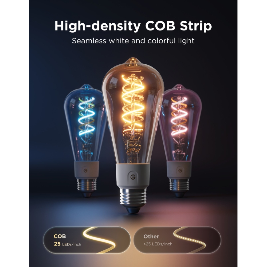 Govee - Zestaw 2x LED RGBWW ściemnialna żarówka Smart MATTER ST64 E27/5W/230V 2700-6500K Wi-Fi