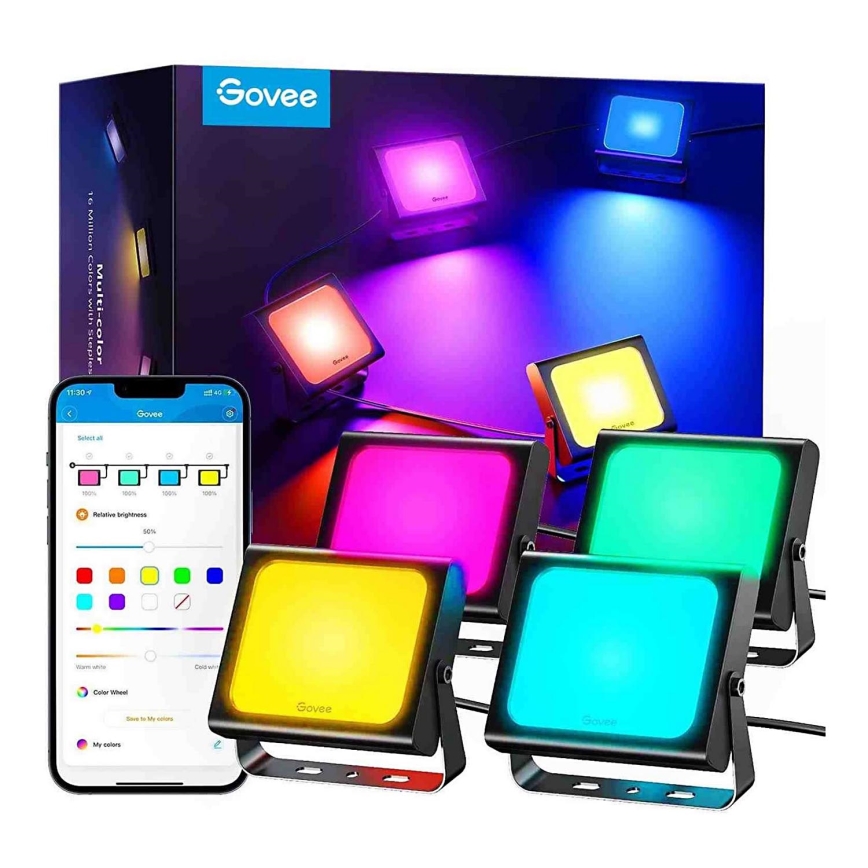 Govee - ZESTAW 4x Flood Lights zewnętrzny SMART LED lights Wi-Fi IP66