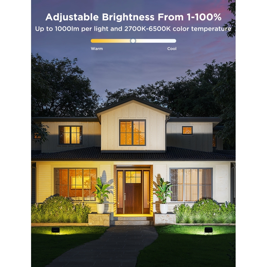 Govee - Zestaw 4x naświetlaczy LED RGBICWW ściemnialnych/24W/230V IP66 Matter Wi-Fi