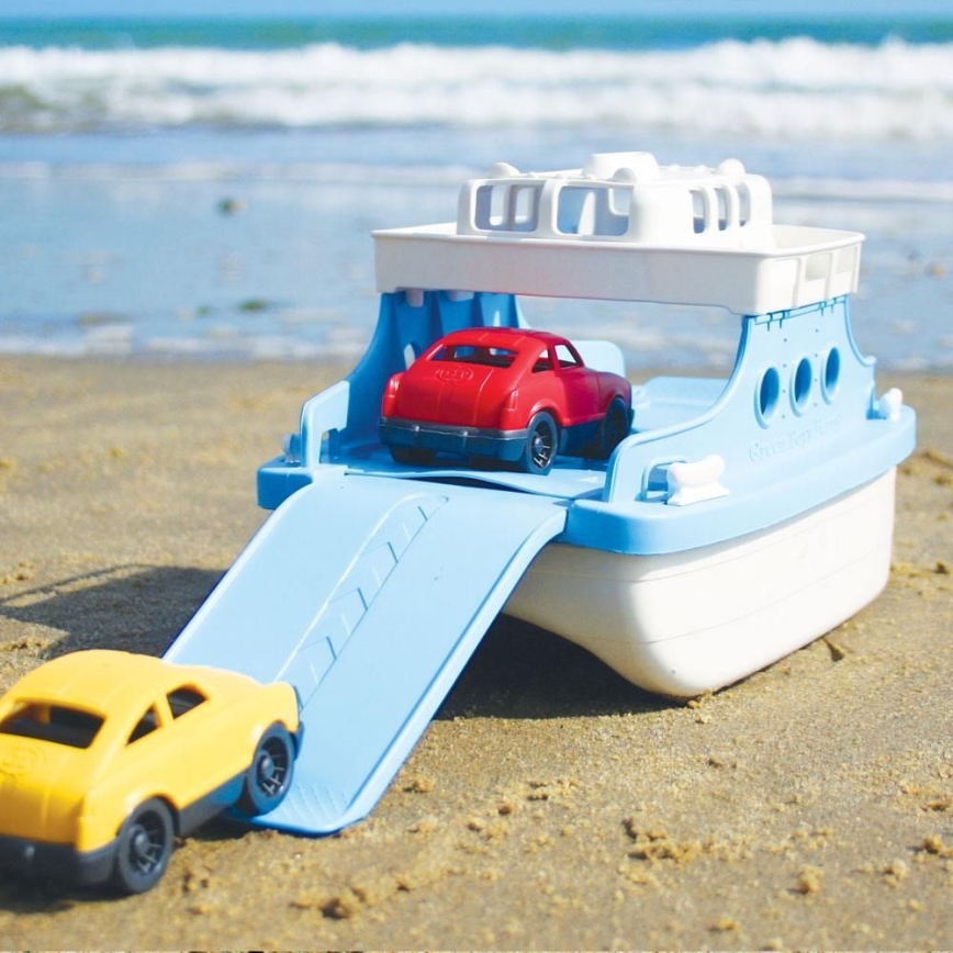 Green Toys - Prom z samochodami biały/niebieski