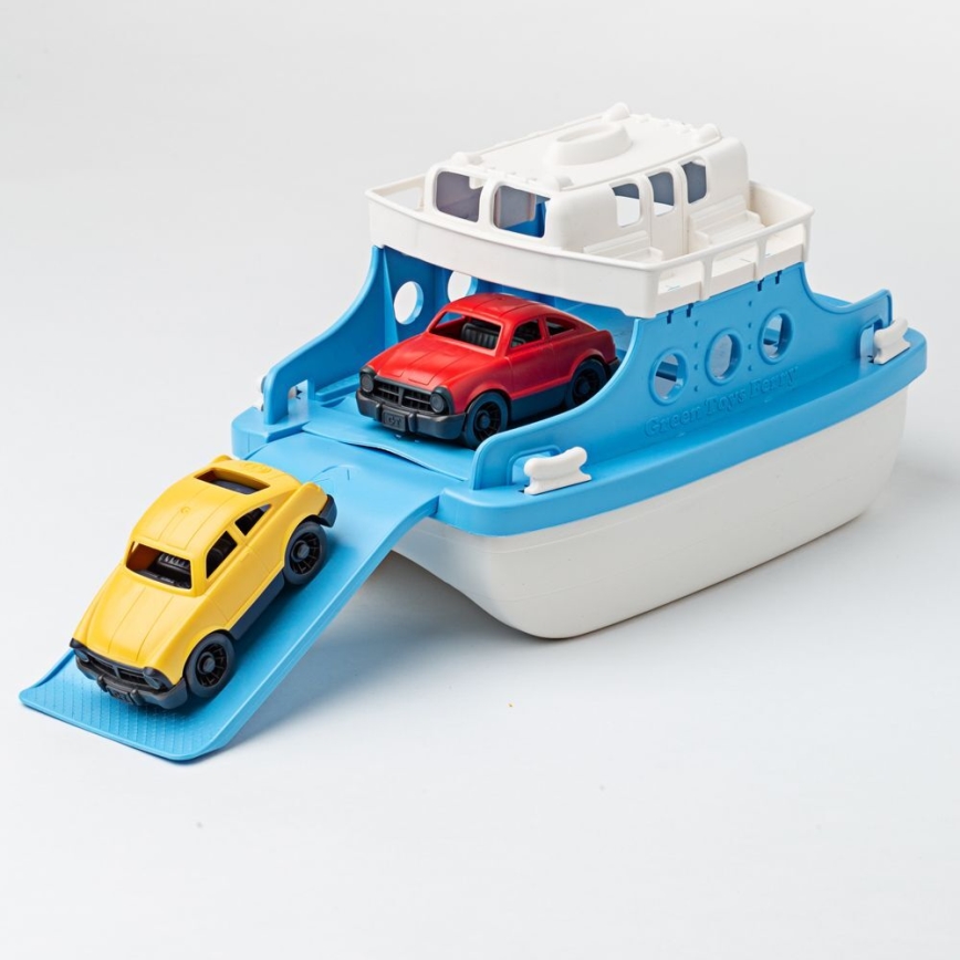 Green Toys - Prom z samochodami biały/niebieski