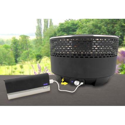 Grill stołowy na węgiel drzewny 4xAA/USB czarny