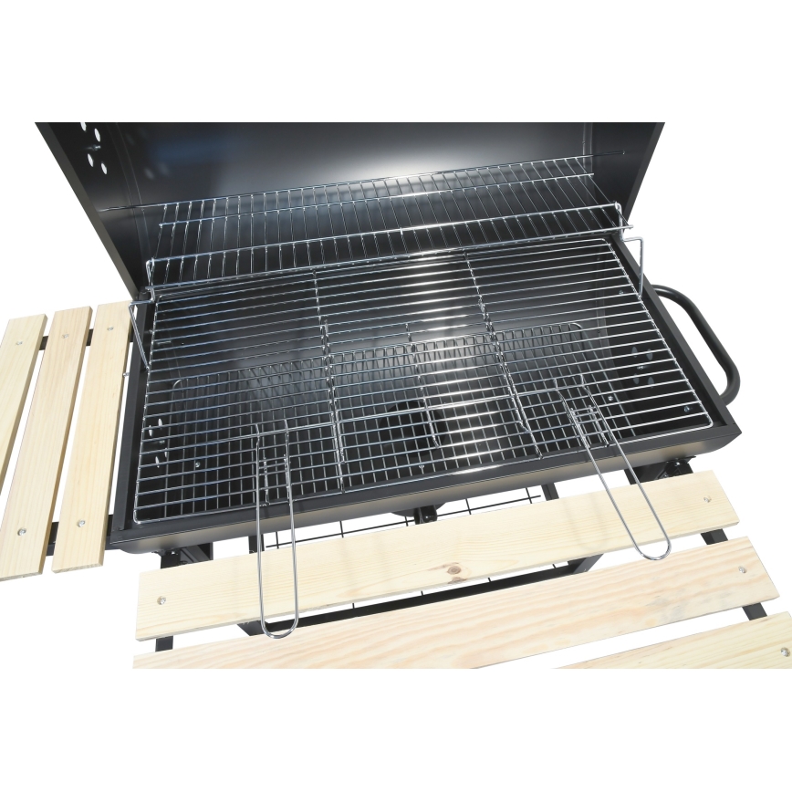 Grill węglowy czarny/drewno