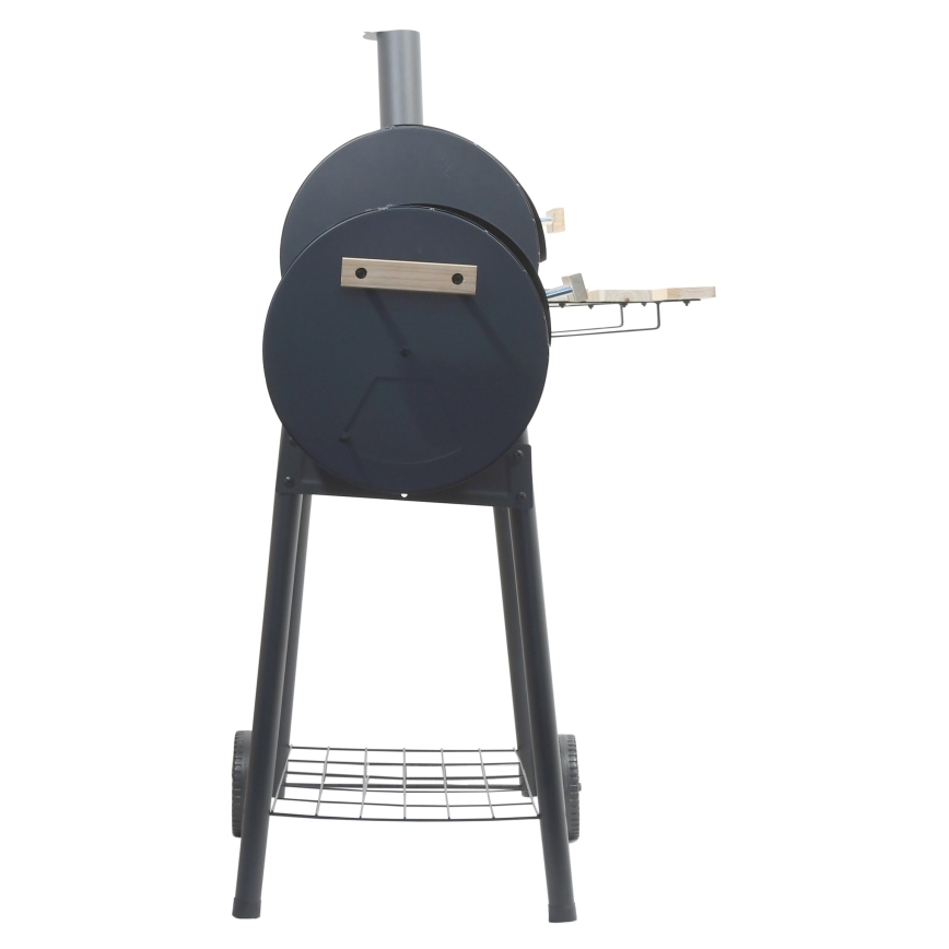 Grill węglowy z wędzarnią czarny/drewno