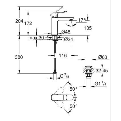 GROHE 1018332430 - Bateria umywalkowa DICE M czarna