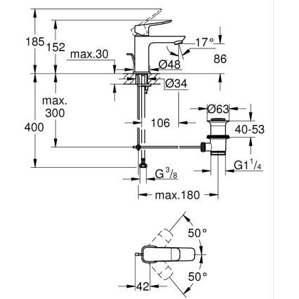 GROHE 1018560000 - Bateria umywalkowa DICE S chrom błyszczący
