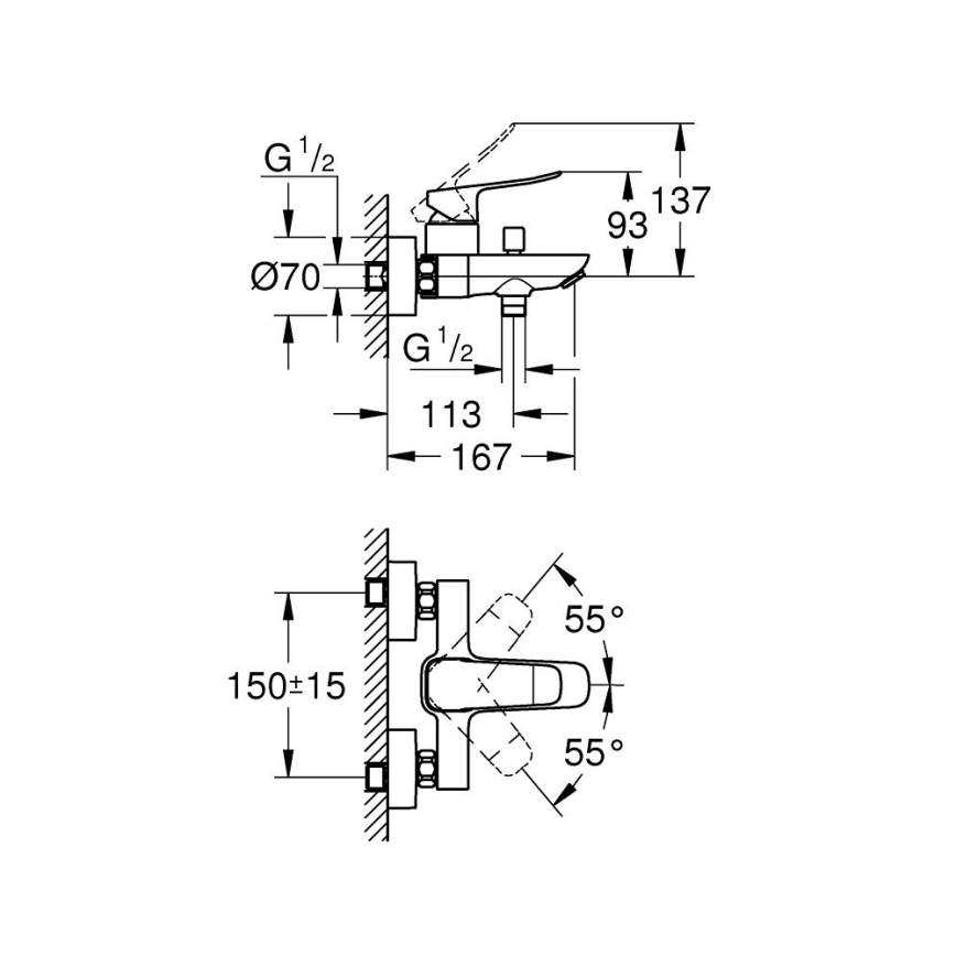 GROHE 1018720000 - Bateria wannowa DICE chrom błyszczący