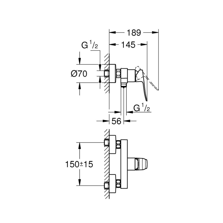 GROHE 1018740000 - Bateria prysznicowa DICE błyszczący chrom