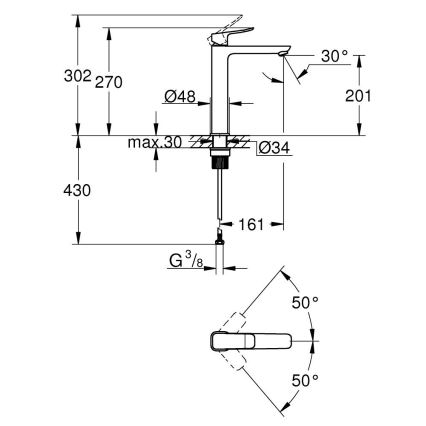 GROHE 1018922430 - Bateria umywalkowa DICE XL czarna