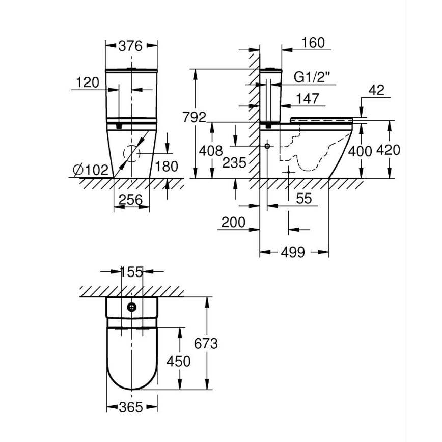 GROHE 102513SH00 - Zestaw WC EURO CERAMIC 67,3 x 37,6 x 79,2 cm ceramika/biała