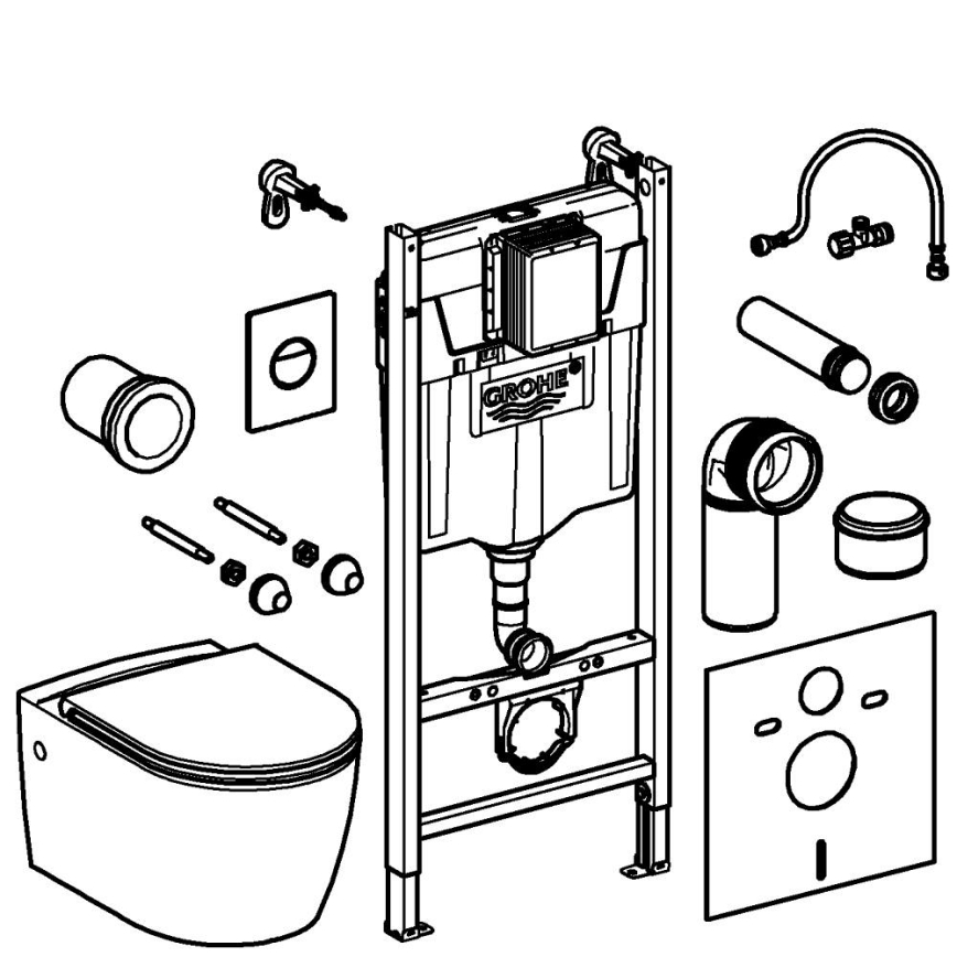 GROHE 103843SH00 - Zestaw 5 w 1 SOLIDO COMPACT 1,13 m ceramika/biała