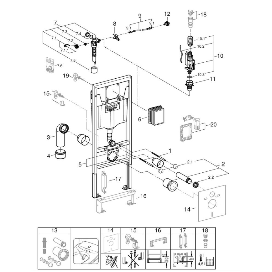 GROHE 103847SH00 - Zestaw 5 w 1 SOLIDO 1,13 m duro-biały