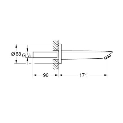 GROHE 13255001 - Odpływ wannowy BAUCOSMOPOLITAN 171 mm chrom błyszczący
