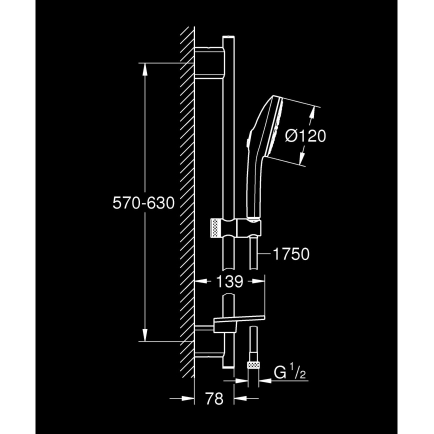 GROHE 1348662430 - Zestaw prysznicowy VITALIO JOY+ 120 mm czarny