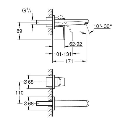 GROHE 19573002 - Bateria umywalkowa 2-otworowa EURODISC COSMOPOLITAN 11x17 cm chrom
