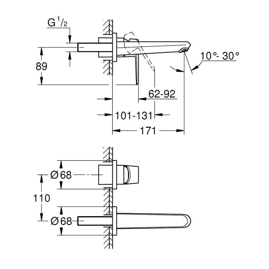 GROHE 19573002 - Bateria umywalkowa 2-otworowa EURODISC COSMOPOLITAN 11x17 cm chrom