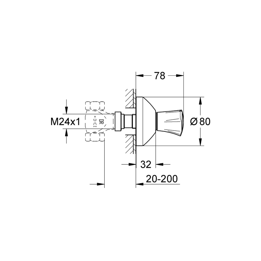 GROHE 19806001 - Górna część podtynkowego zaworu COSTA L 20-200 mm chrom błyszczący