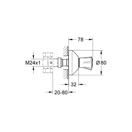GROHE 19809001 - Górna część podtynkowego zaworu COSTA L chrom błyszczący