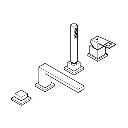 GROHE 19897001 - 4-otworowa bateria wannowa EUROCUBE, chrom błyszczący